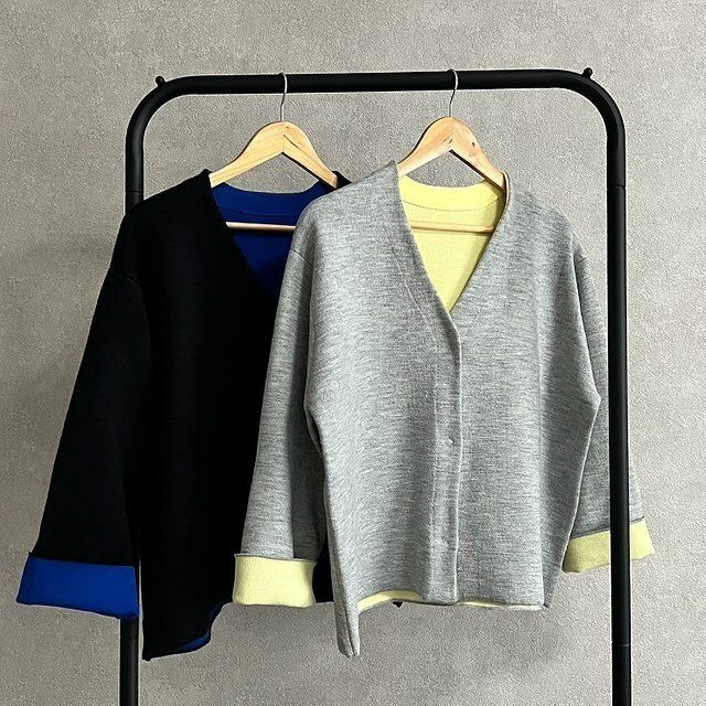 しまむらyumiコラボのカラーレイヤードニットカーディガン