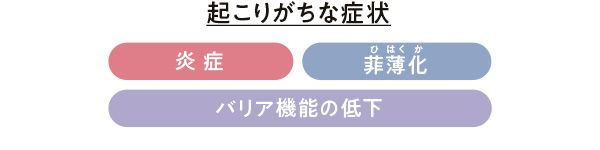 起こりがちな症状 炎症 菲薄化 バリア機能の低下