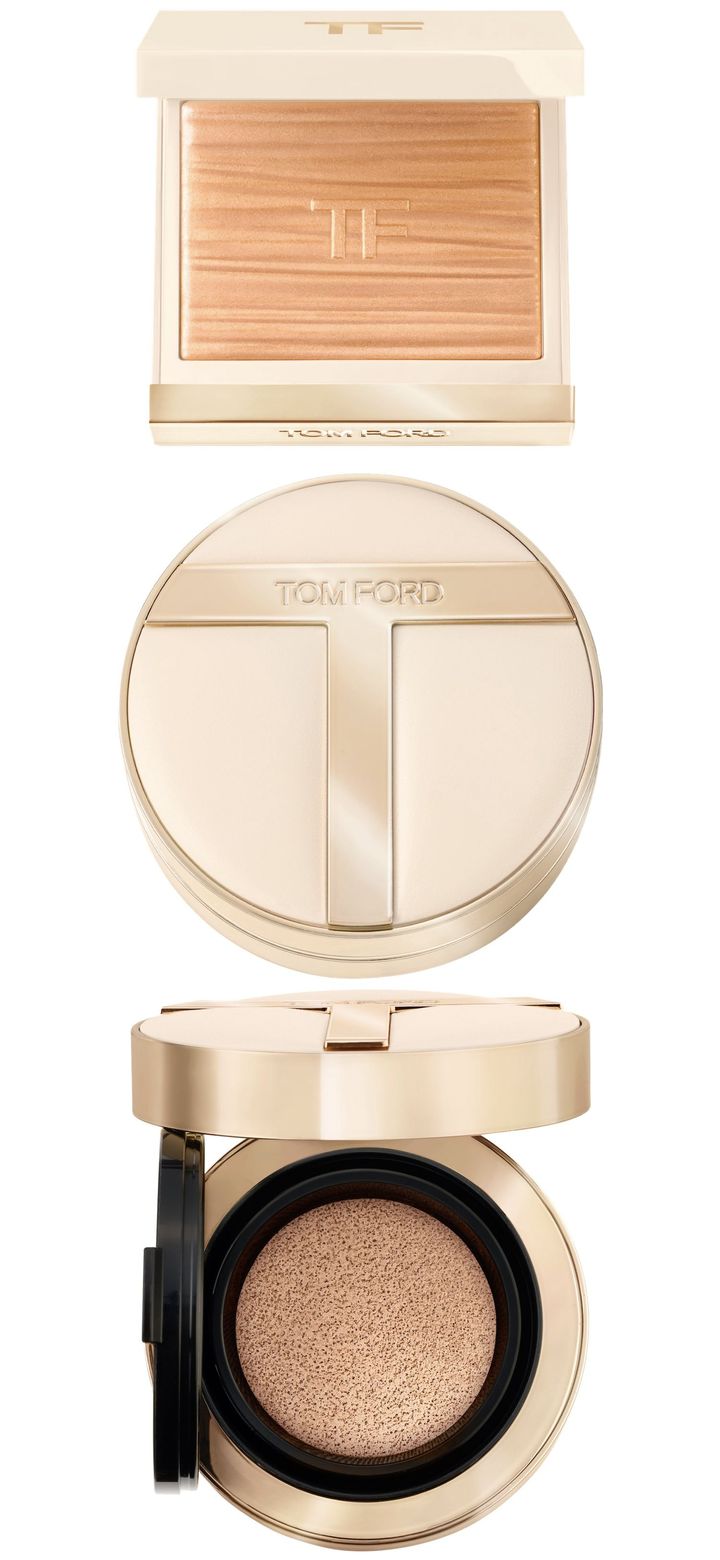 〈上〉グロウ ハイライター 01V ￥１1,000 〈下〉リフィラブル クッション コンパクト ケース（リフィルは別売り） ￥4,400（ともに9月19日オンライン先行、9月26日より全国限定発売）