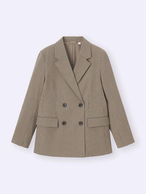 2025gu秋セットアップダブルブレストチェックジャケット