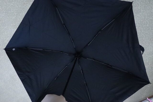 ダイソーの晴雨兼用フラット折り畳み傘の開いた状態