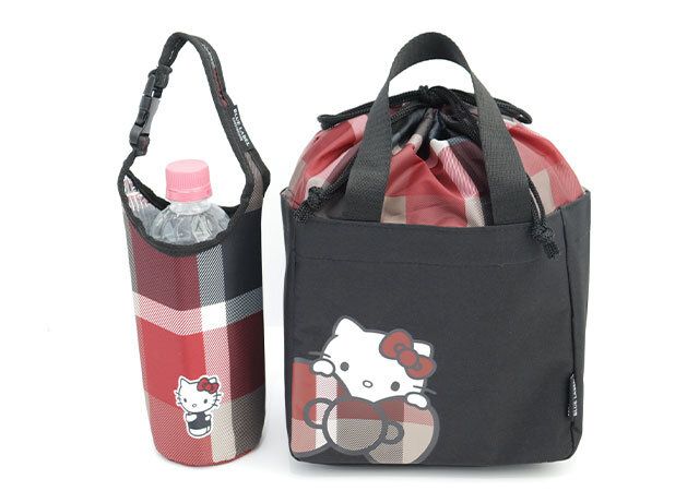 BLUE LABEL CRESTBRIDGE×HELLO KITTY［ブルーレーベル・クレストブリッジ×ハローキティ］×HELLO KITTY巾着つきトート＆保冷・保温ペットボトルホルダー2点セット