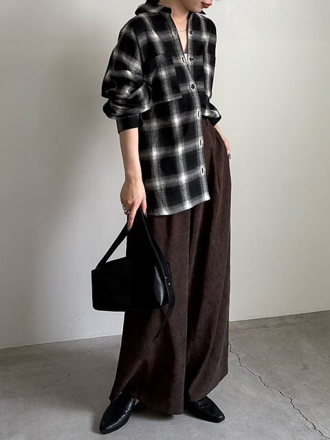 チェックシャツコーデ1