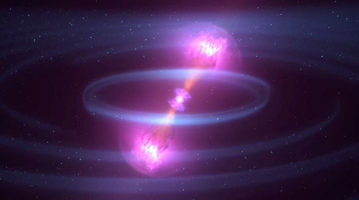 中性子星同士の衝突で発生したキロノヴァのイメージ