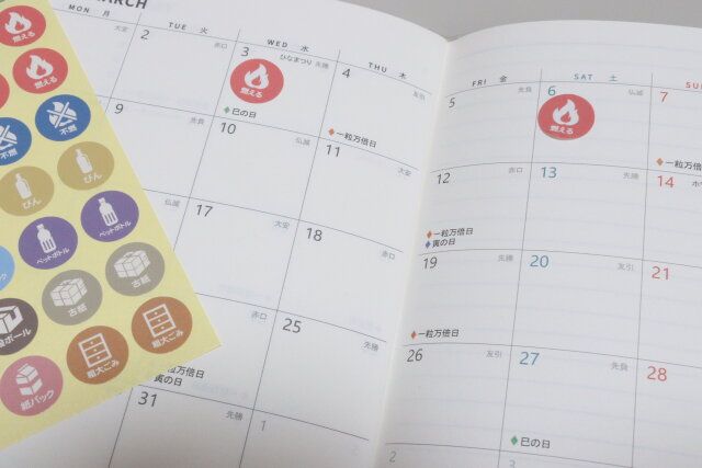 セリアのポイントシール 280片 ゴミの日をスケジュール帳に貼る