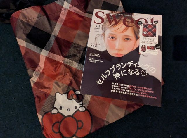 エコバッグのキティ柄アップ（大きなリボンデザイン）