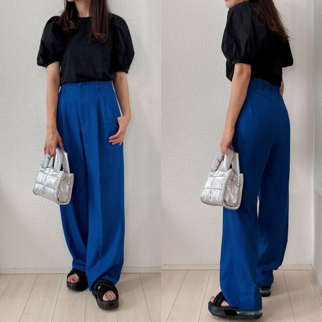 ブルーパンツできれいめカジュアル