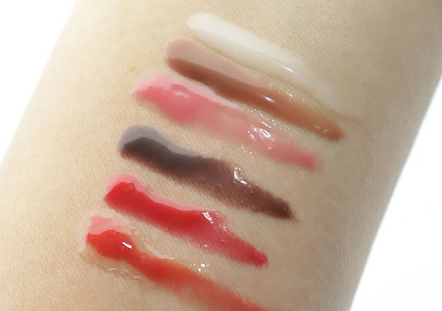 RIMMEL オーマイグロス リップバターバーム 6色 腕に付けて色確認