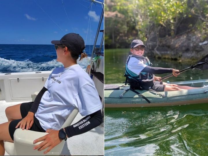 岩井千怜、オフショットを披露！砂浜で？