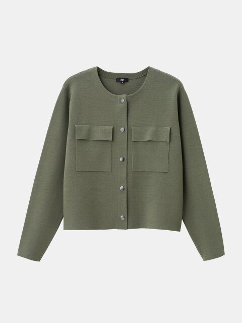 2025plst秋女性レーヨンブレンドクルーネックカーディガン