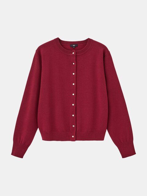 2025plst秋女性メリノウールブレンドメタルボタンカーディガン