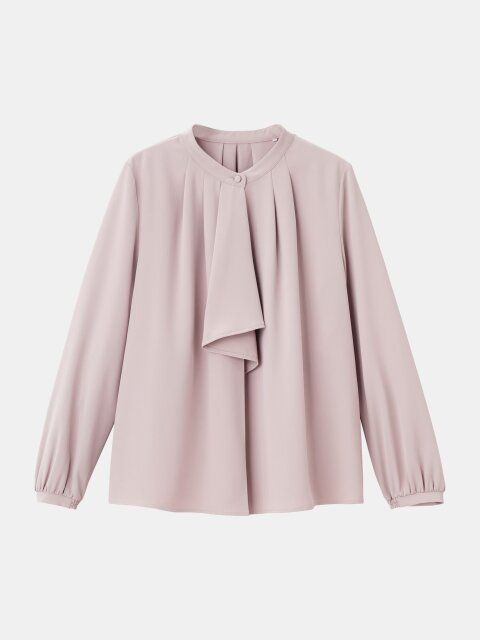 2025plst秋レディースUVカットフリルタイブラウス