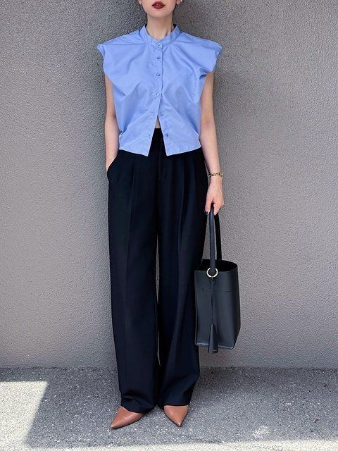 黒ワイドパンツコーデ3