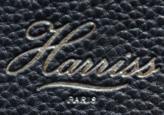 素敵なあの人ハリス長財布ブラックレザー×ゴールドロゴ