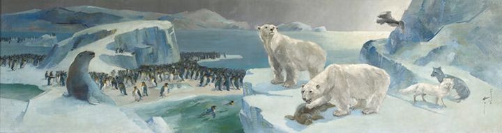 太田三郎《東山動物園猛獣画廊壁画No.1》1948年以上名古屋市美術館蔵