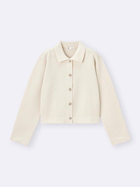 GUのミラノリブポロカーディガン