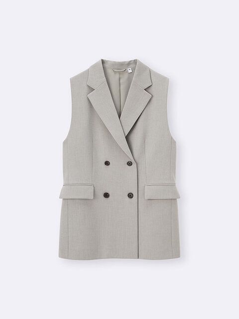 GU ダブルブレストベストZ+E BEIGE
