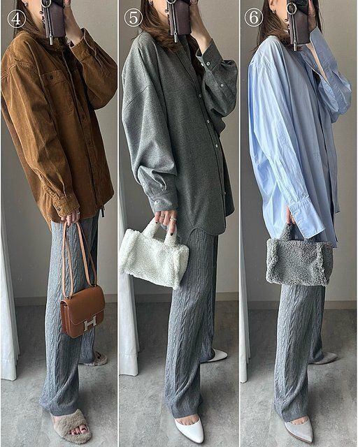 ユニクロのウォッシャブルニットケーブルパンツコーデ2