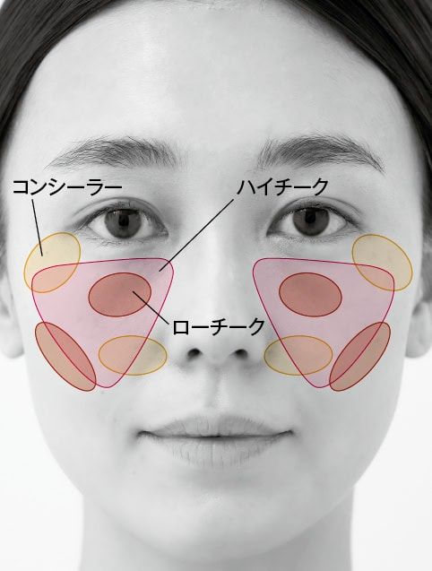 頰の色ムラものっぺり感も、2色のチークで可愛く補整