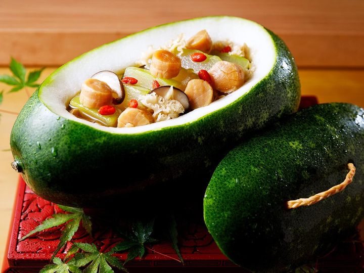 銀座『銀座 虎あら』の「冬瓜とキノコ、干し貝柱の冷やしのっぺい汁仕立て」