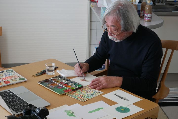 面相筆を使って透明水彩で食材を描く