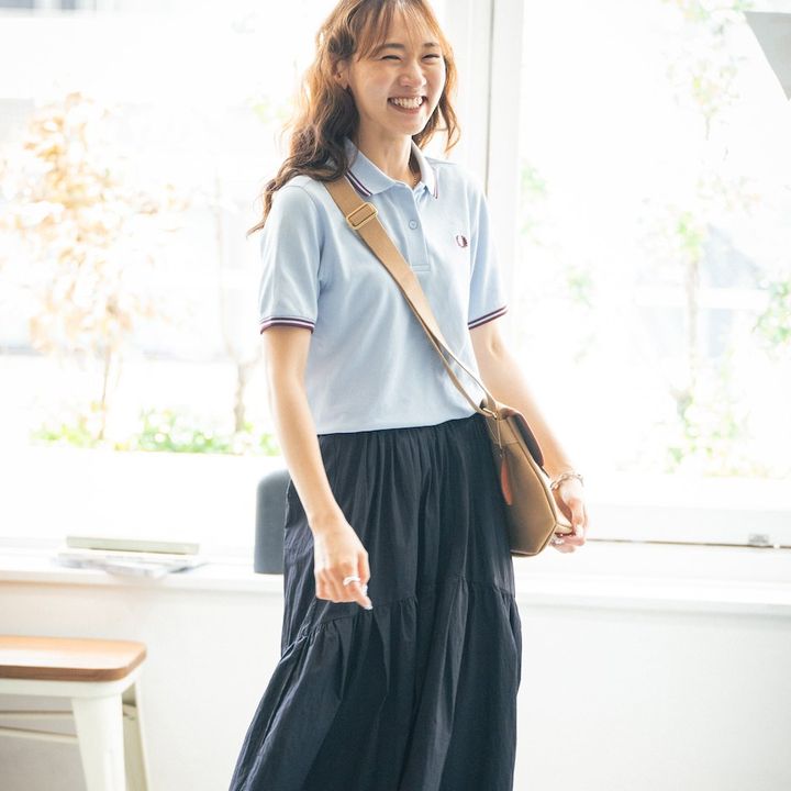 ポロシャツ×スカートの着こなし2選。カジュアルが一瞬でレディなムードに【FUDGE FRIEND おしゃれさんの毎日コーディネート｜UMI】
