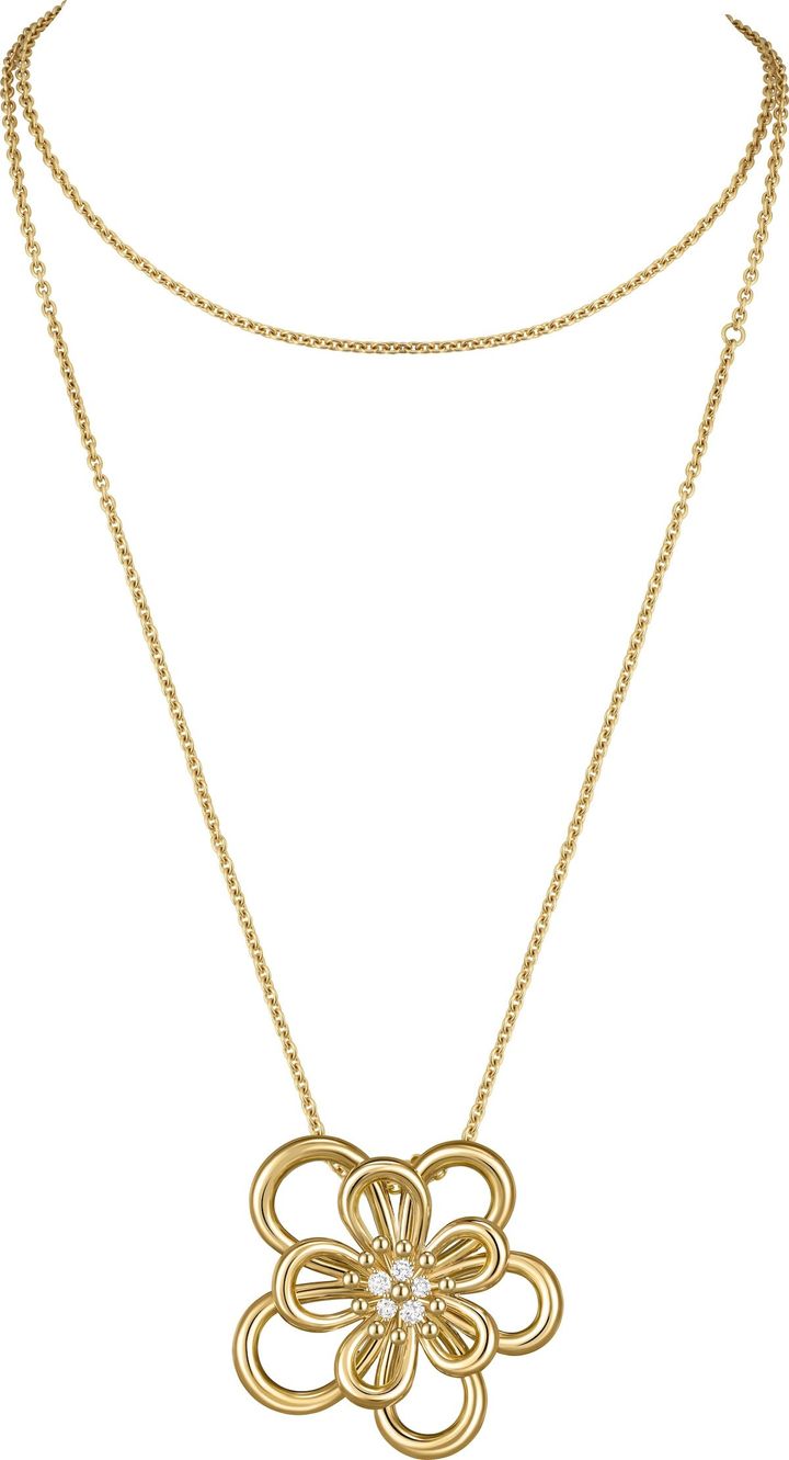 「フラワーレース」クリップ ペンダント（YG×ダイヤモンド）￥3,788,400 ＊ペンダントトップはクリップとしても着用可能