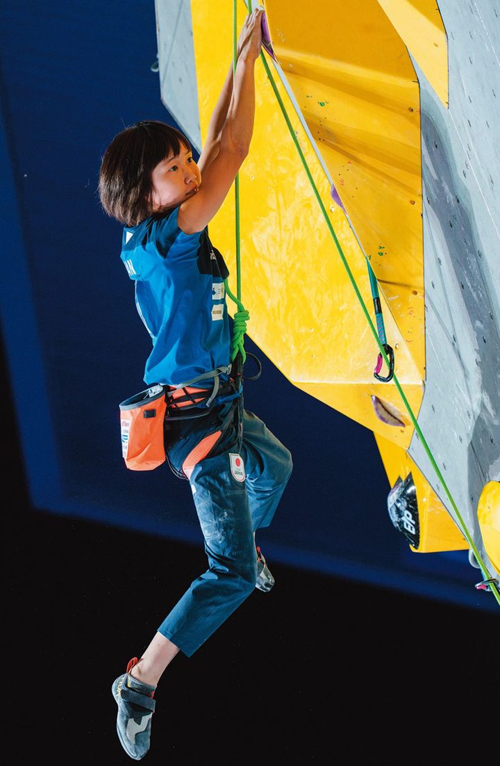 森秋彩。パリ五輪のボルダー＆リードでは前半のボルダー最下位から巻き返し4位。2023年世界選手権ではリードで優勝、連覇なるかに注目。