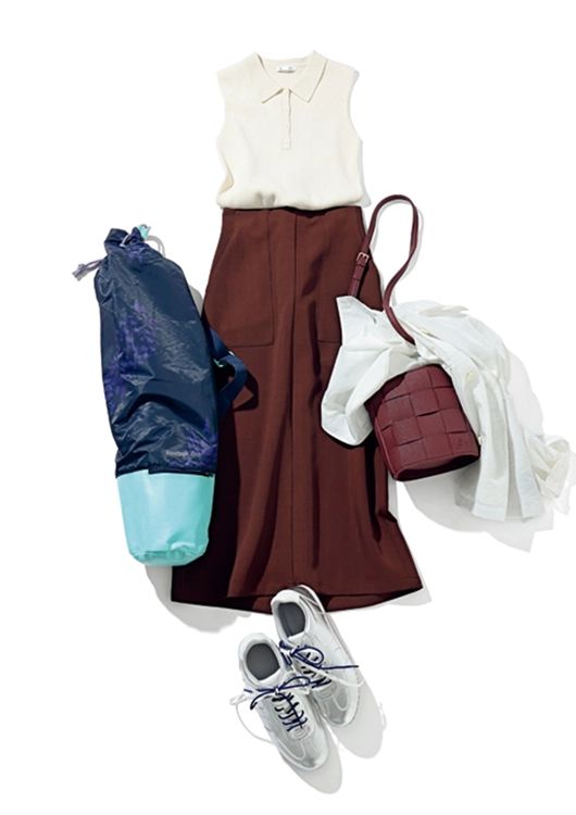 GUのニットポロとつくるベーシックカラー休日コーデ