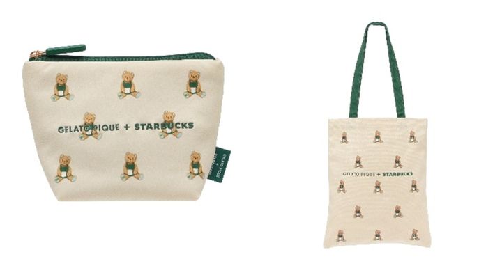 gelato pique ベア柄ポーチ／トートバッグ アイボリー