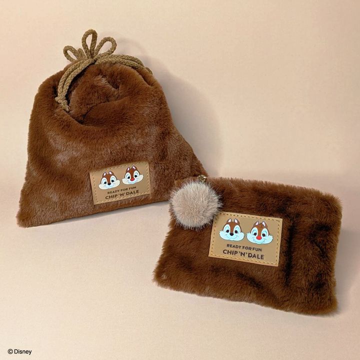 ファー巾着ポーチ／ファーフラットポーチ