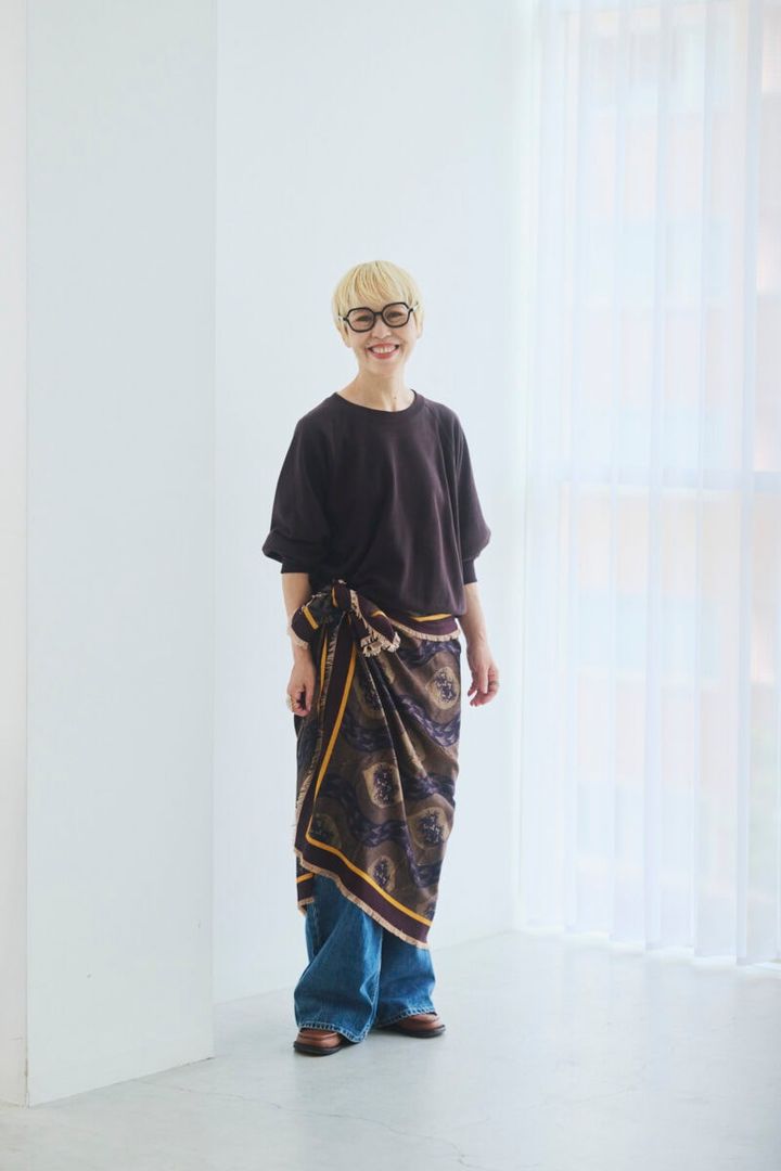 ユニクロアレンジ術⑤大判ストールを腰に巻く