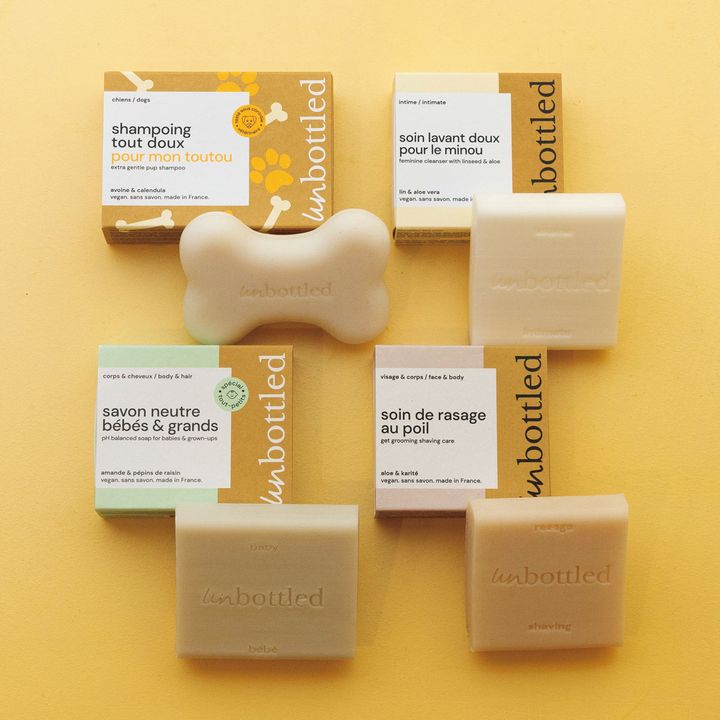 デリケートゾーンソープ、シェービング＆ケア剤、中性pH処方のベビーソープ、犬用シャンプ