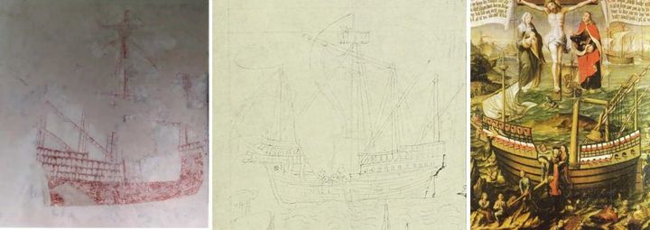 当時の船を描いた歴史的絵画や壁画