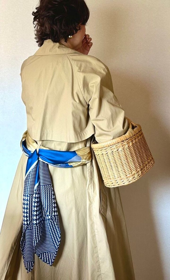 YUMIKOsann25.9月ブログ＿アウター：BEAUTY & YOUTH、スカーフアレンジ