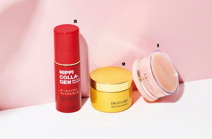 1.たるみのケアにハマメリス抽出エキス、シワ改善にナイアシンアミドが活躍。跳ね返すようなハリ肌に。カナデル プレミアリフト［医薬部外品］58g 4180円（プレミアアンチエイジング）、2.ギュッと密度を感じるハリを。コラーゲン、ヒアルロン酸の働きをサポートするナイアシンアミドを高配合。アクアコラーゲンゲル エンリッチリフトEX 120g 9460円（ドクターシーラボ）、3.保湿や浸透などを促すコラーゲンを3種類配合して、それぞれが相乗的にはたらき微弱炎症までもケア。オールインワン プレミアムジェル 60g 4950円（ニッピコラーゲン化粧品）