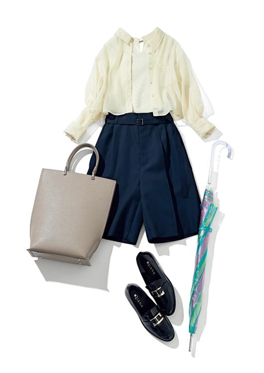 気温差にも対応できる爽やか通勤コーデ