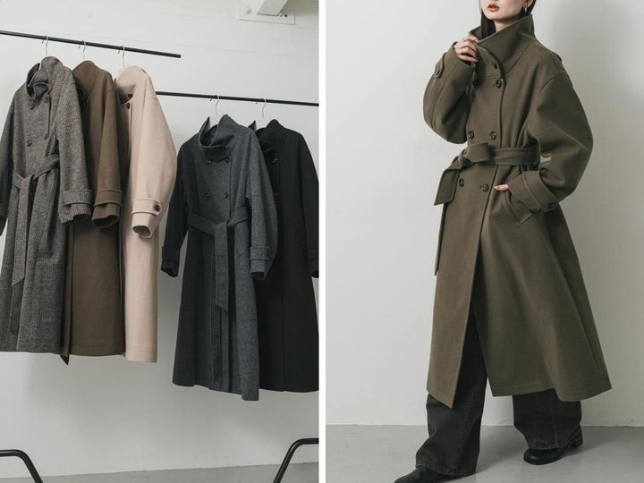 画像: 「スタンドカラーロングコート」各￥14,300※2025年10月上旬発売予定 出典：センスオブプレイス バイ アーバンリサーチ