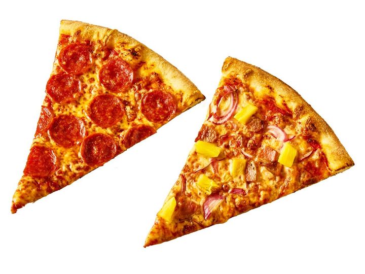 小伝馬町『PIZZA SLICE』の「ハワイアンスライス」、「ペパロニスライス」