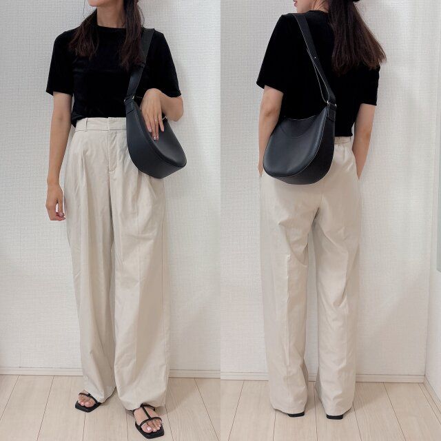タックワイドパンツできれいめに