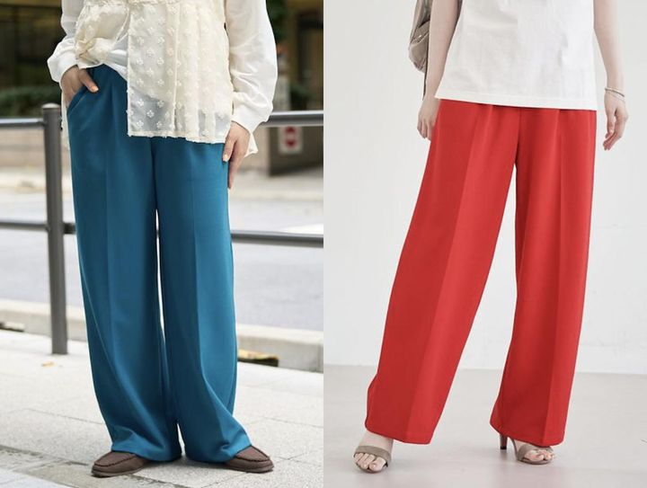 画像: 【定番・新色登場】イージービューティーワイドパンツ（WEB限定サイズ）（ターコイズ / オレンジ）¥4,510（コーエン）※「オレンジ」は赤に限りなく近い濃いオレンジです。 出典：コーエン