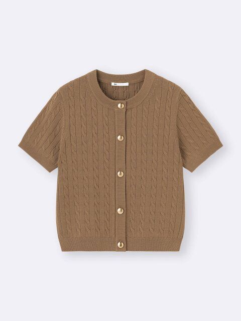 2025gu秋おすすめケーブルメタルボタンカーディガン