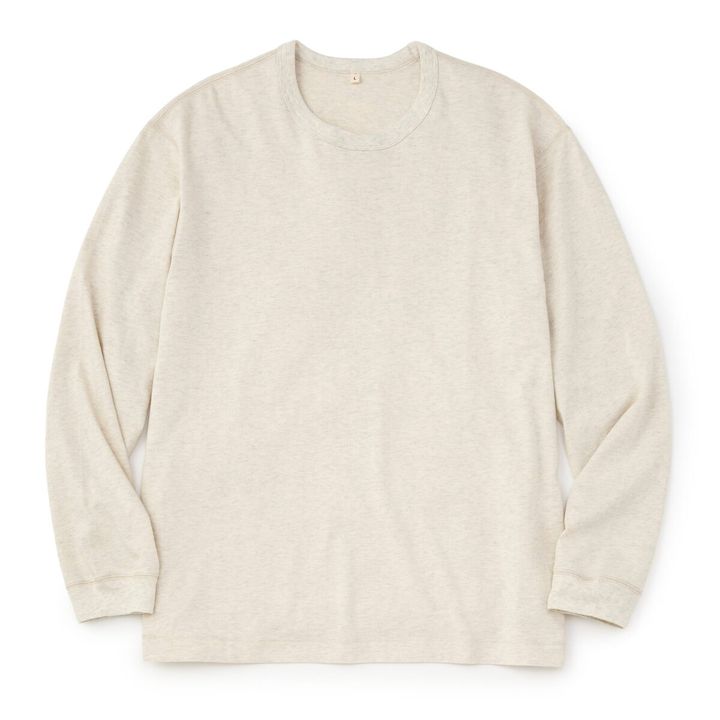 ムジラボ 昔ながらの製法で編み立てた天竺クルーネック長袖Ｔシャツ オートミール