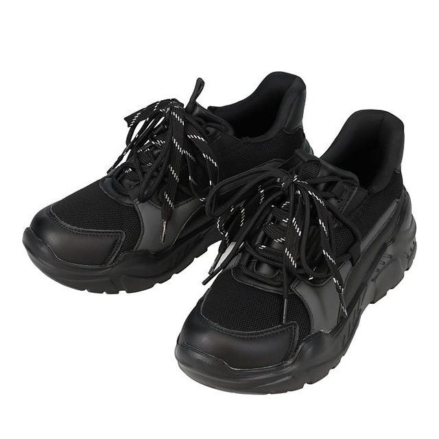 しまむらダブルシューレース厚底スニーカー