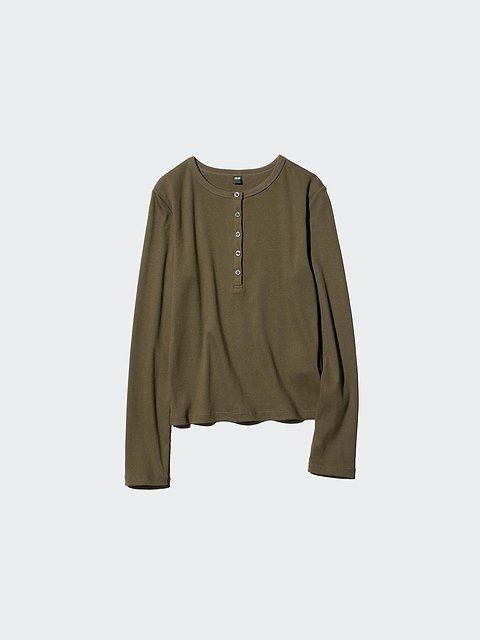 ユニクロのリブヘンリーネックT