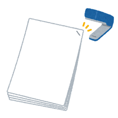 書類をホチキスで止めるイラスト