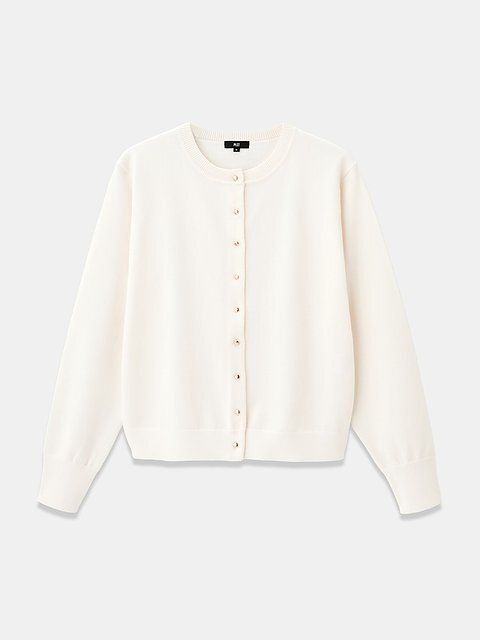 PLSTのメリノウールブレンドメタルボタンカーディガン