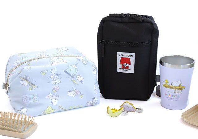 宝島社ムック付録スヌーピーのふわふわBIGポーチ＆すやすや前髪クリップ2個セットとオールインショルダーバッグとCUP COFFEE TUMBLER