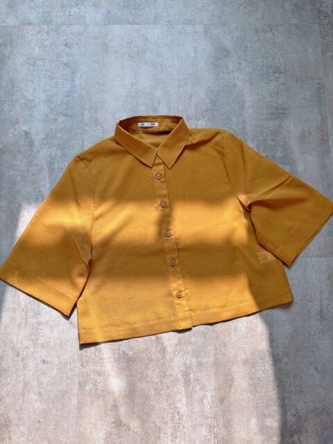 GU シアーシャツ(5分袖)Q YELLOW