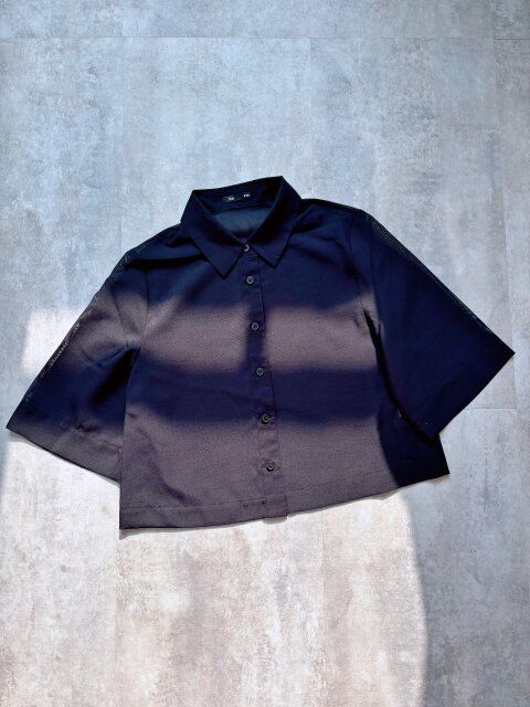 GU シアーシャツ(5分袖)Q BLACK